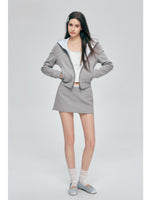 Contrast Hoodie Skirt Set