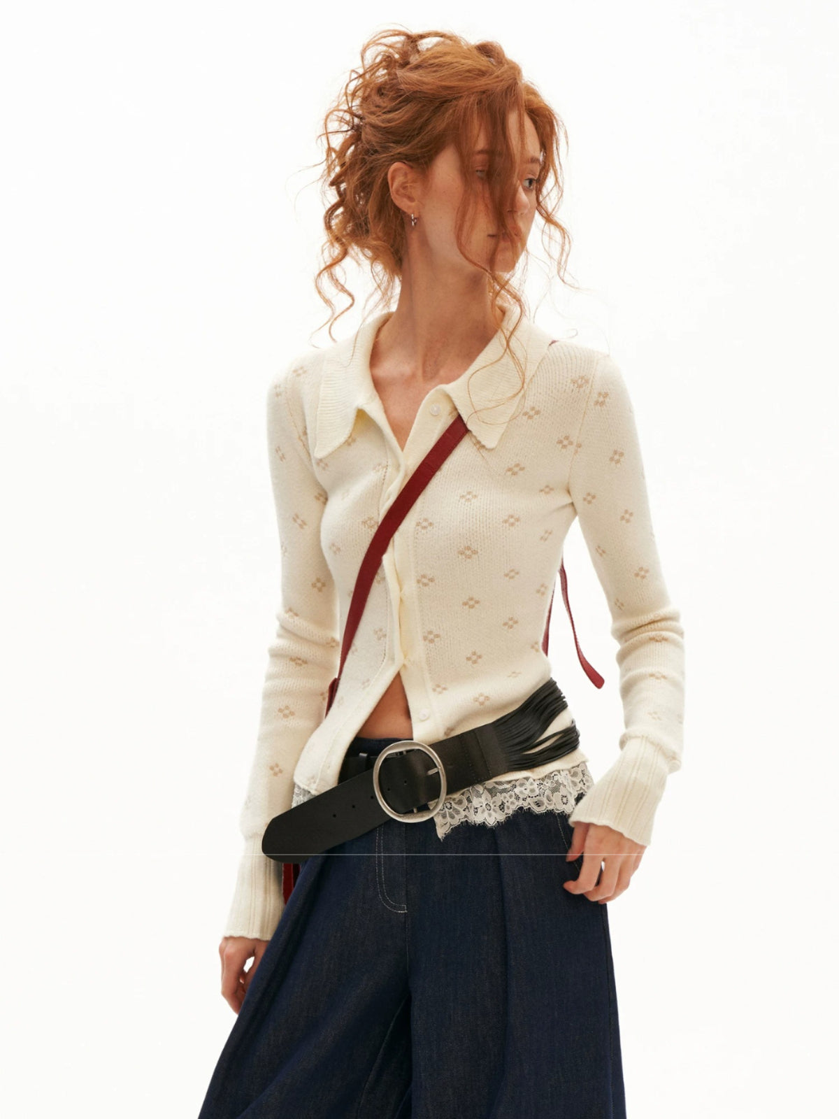 Lace Trim Floral Knit Cardigan