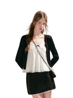 Black Lace Trim Knit Cardigan
