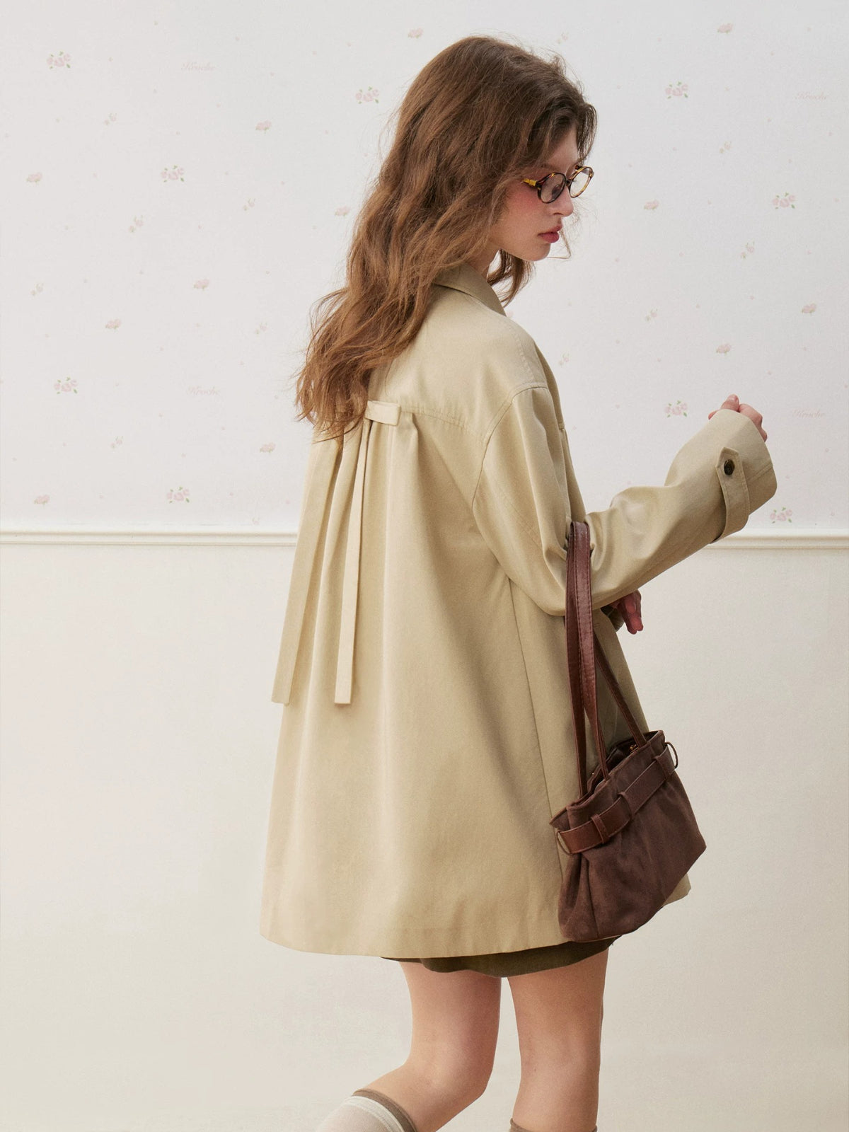 Doll Collar Double Breasted Trench Coat