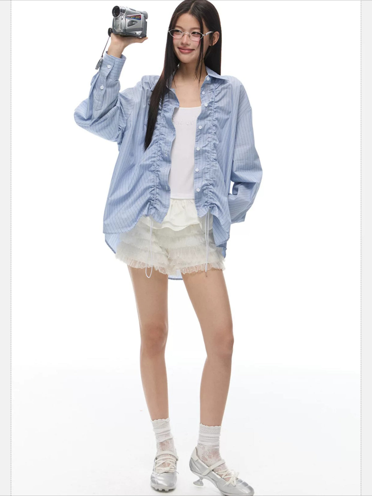 Stripe Drawstring Shirt