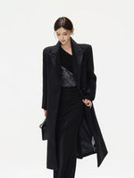 Black Tailored Wool Blend Long Coat