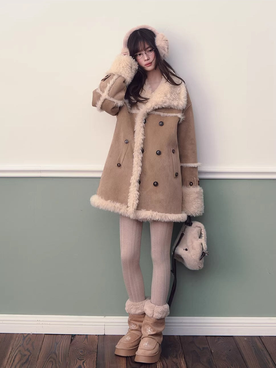 Vintage Suede Faux Fur Coat