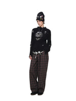 Contrast Embroidered Wide-Leg Pants