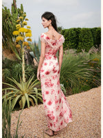 Floral Print Satin Mermaid Dress