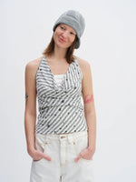 Fake Two-Piece Star Stripe Halter Top