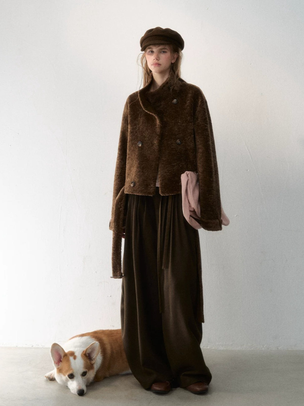 Pleated Tie-Waist Wide Leg Trousers