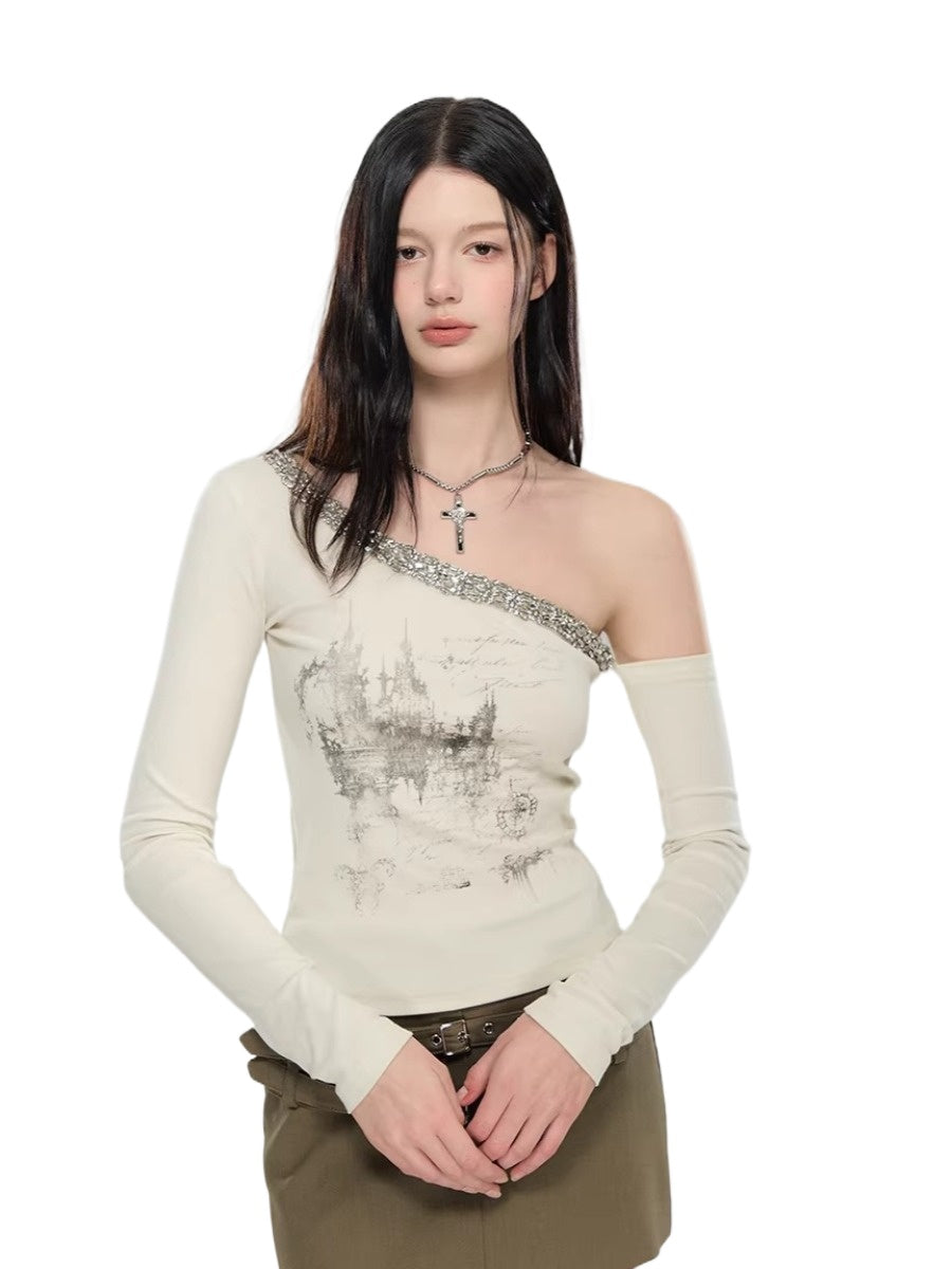 Crystal Asymmetric Print Top