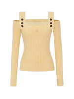 Casual Off-Shoulder Slim-Fit Wool Long-Sleeve Top