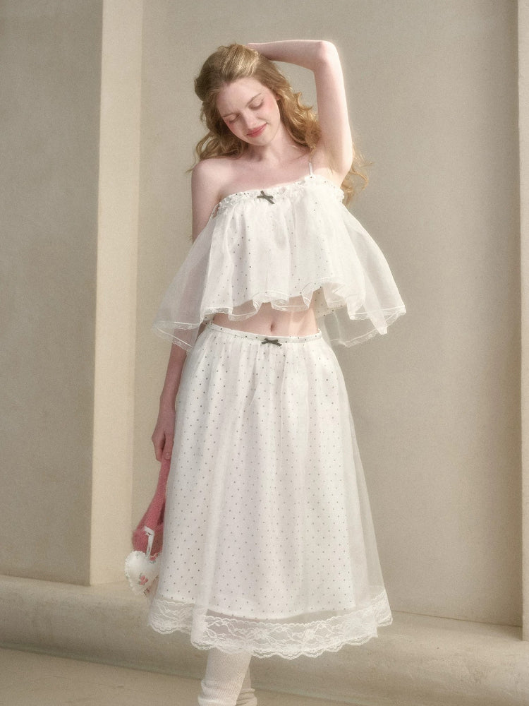 Pearl Organza Polka Dot Set
