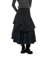 Asymmetric Stripe A-Line Midi Skirt