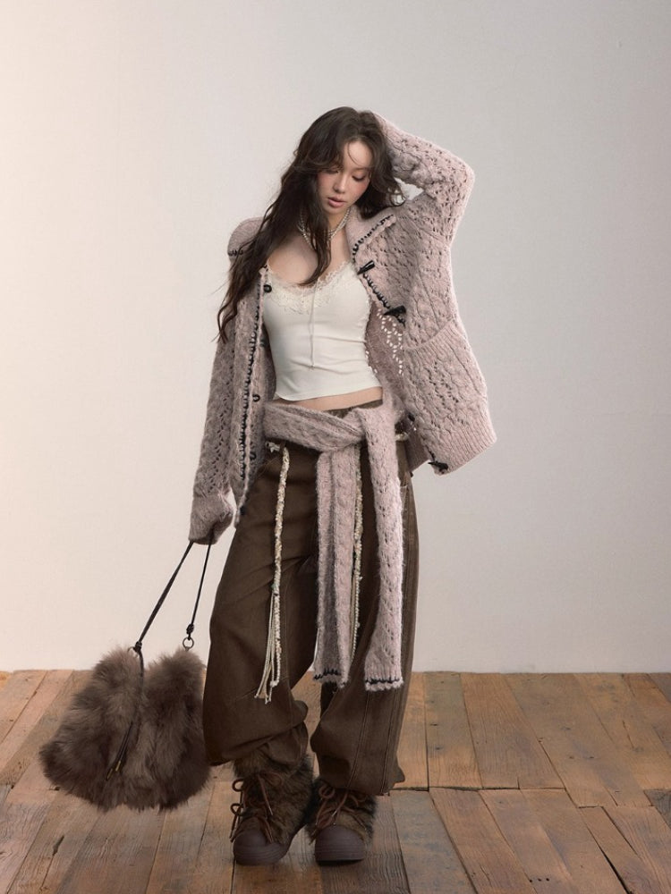 Heavywork Lapel Toggle Knit Cardigan