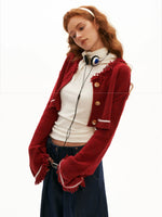 Wool Cropped Bell Sleeve Cardigan