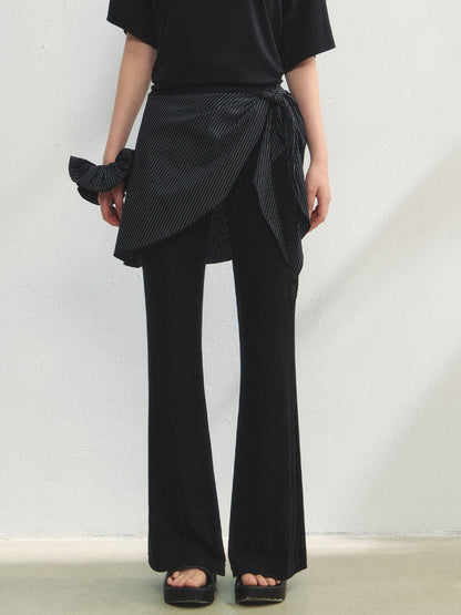 Checkered Asymmetric Shoulder Short-Sleeve T-Shirt &amp; Pants Set