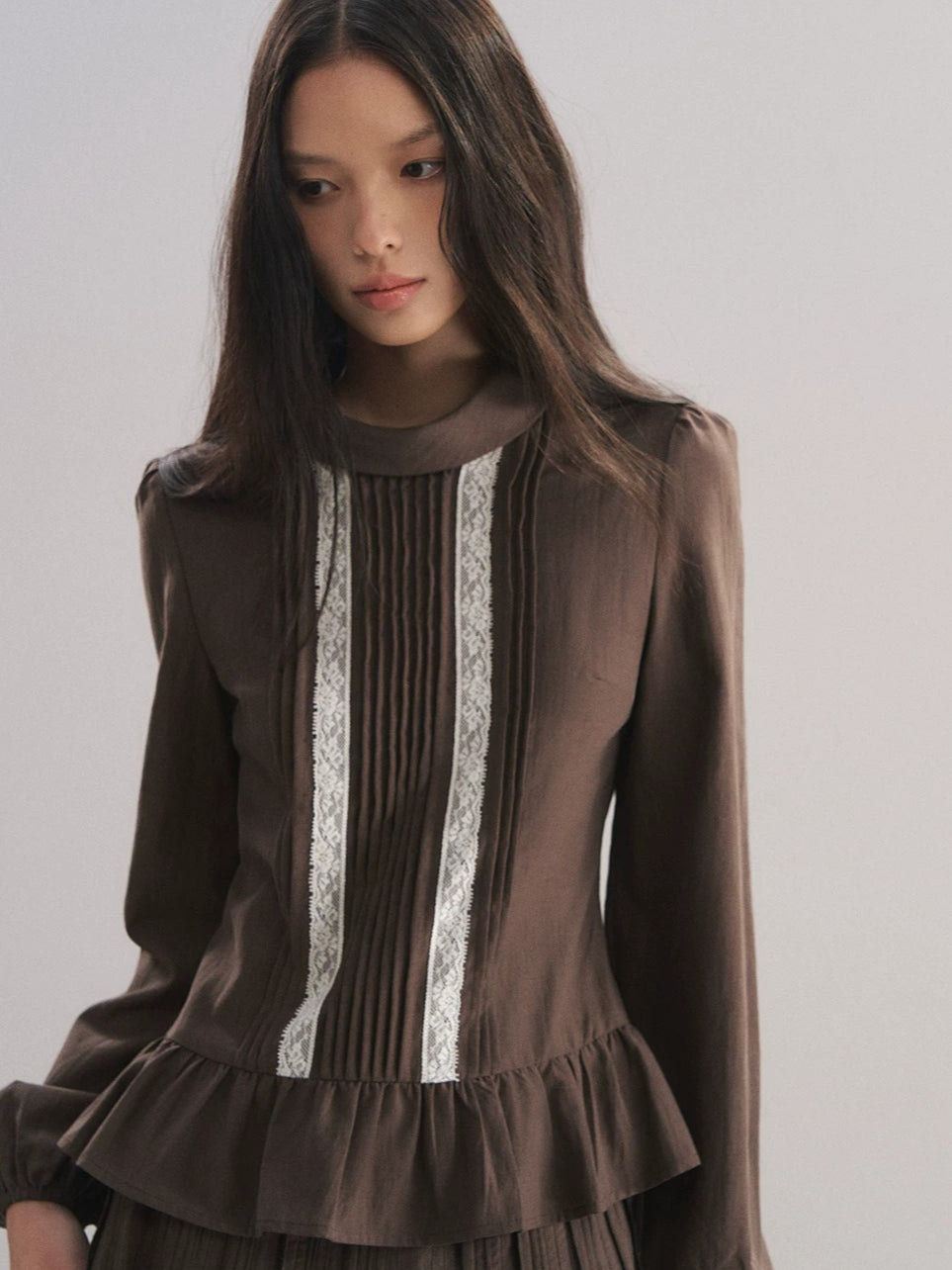 Lace Ruffle Blouse &amp; Skirt Set