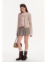Contrast Layered Bow Knit Cardigan