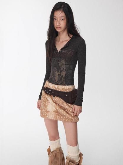 Henry Collar Animal Print Knit Top