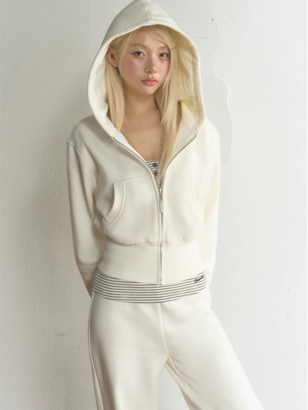 Cropped Hooded Sweatshirt Jacket