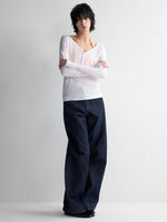 3D Wide-Leg Denim Pants