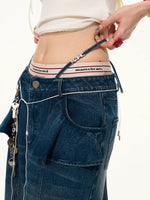 Vintage Ruffle Straight Leg Denim Jeans