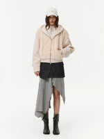Textured Panel Hooded Wool-Blend Jacket