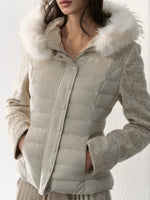 Fur-Trimmed Hooded Panelled Down Jacket
