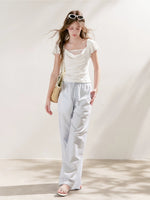 Drawstring Wide Leg Pants
