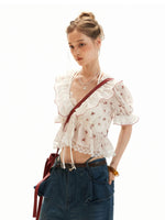 Floral Dot Puff Sleeve Blouse