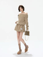 Off-Shoulder Ribbed Wool Blend Mini Dress
