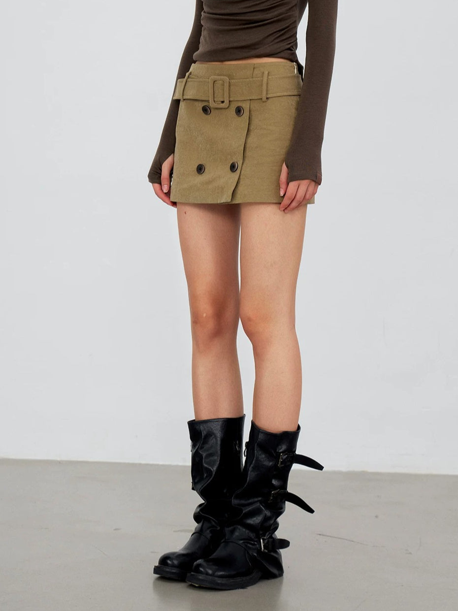 Vintage Belted A-Line Skirt