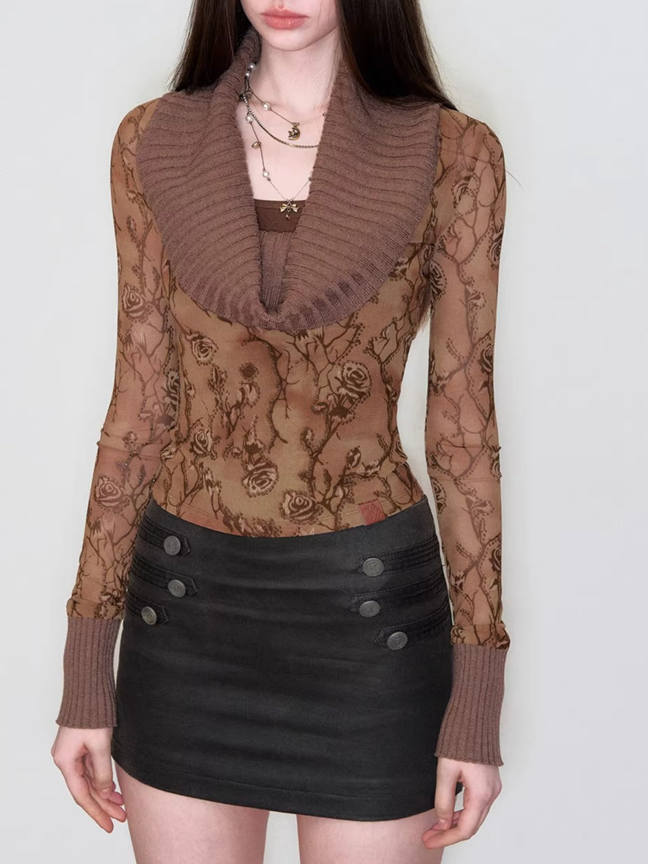 Rose Draped Knit Top