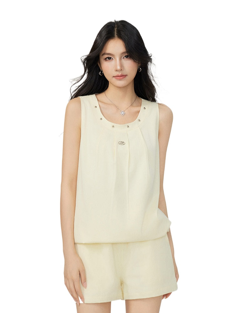 Solid-Color Cooling Vest &amp; Skirt Set