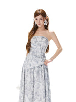 Gray Asymmetric Halter Top & Skirt Set