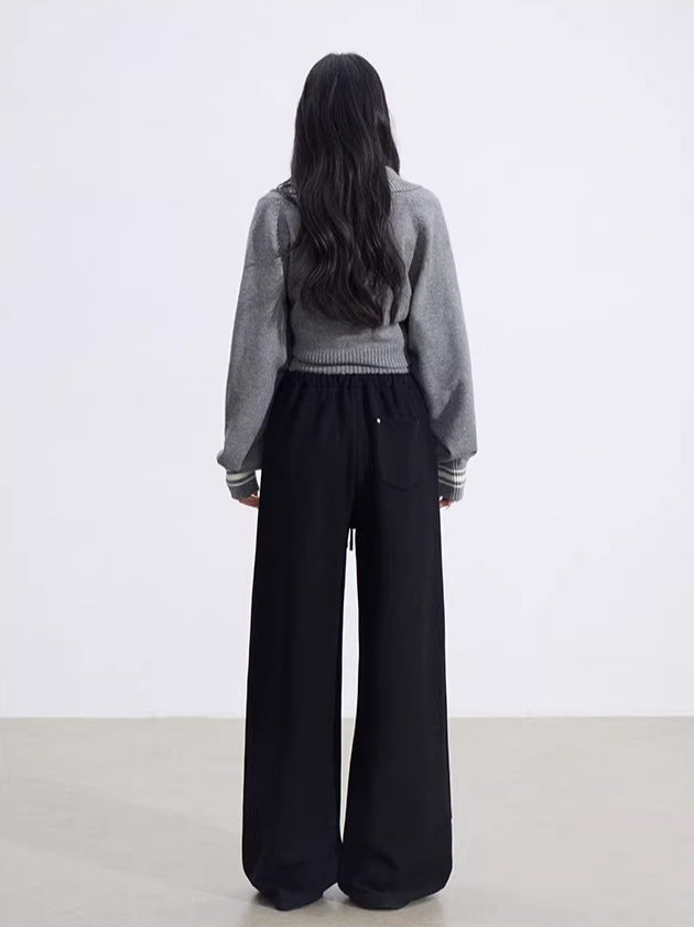 Curved Drape Wide-Leg Pants