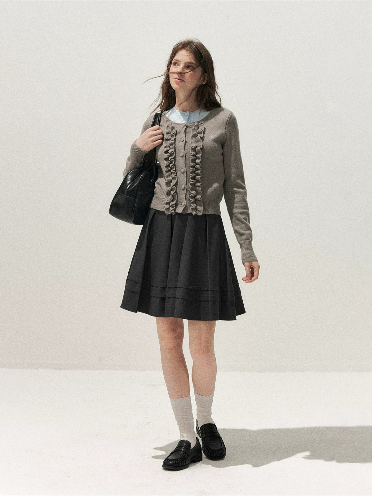 Ruffle Trim Vintage Knit Sweater