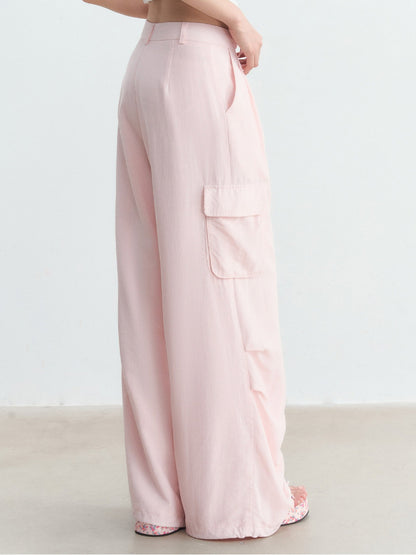 Pink Utility Wide-Leg Pants