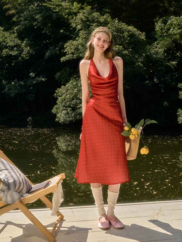 Polka Dot Satin Dress