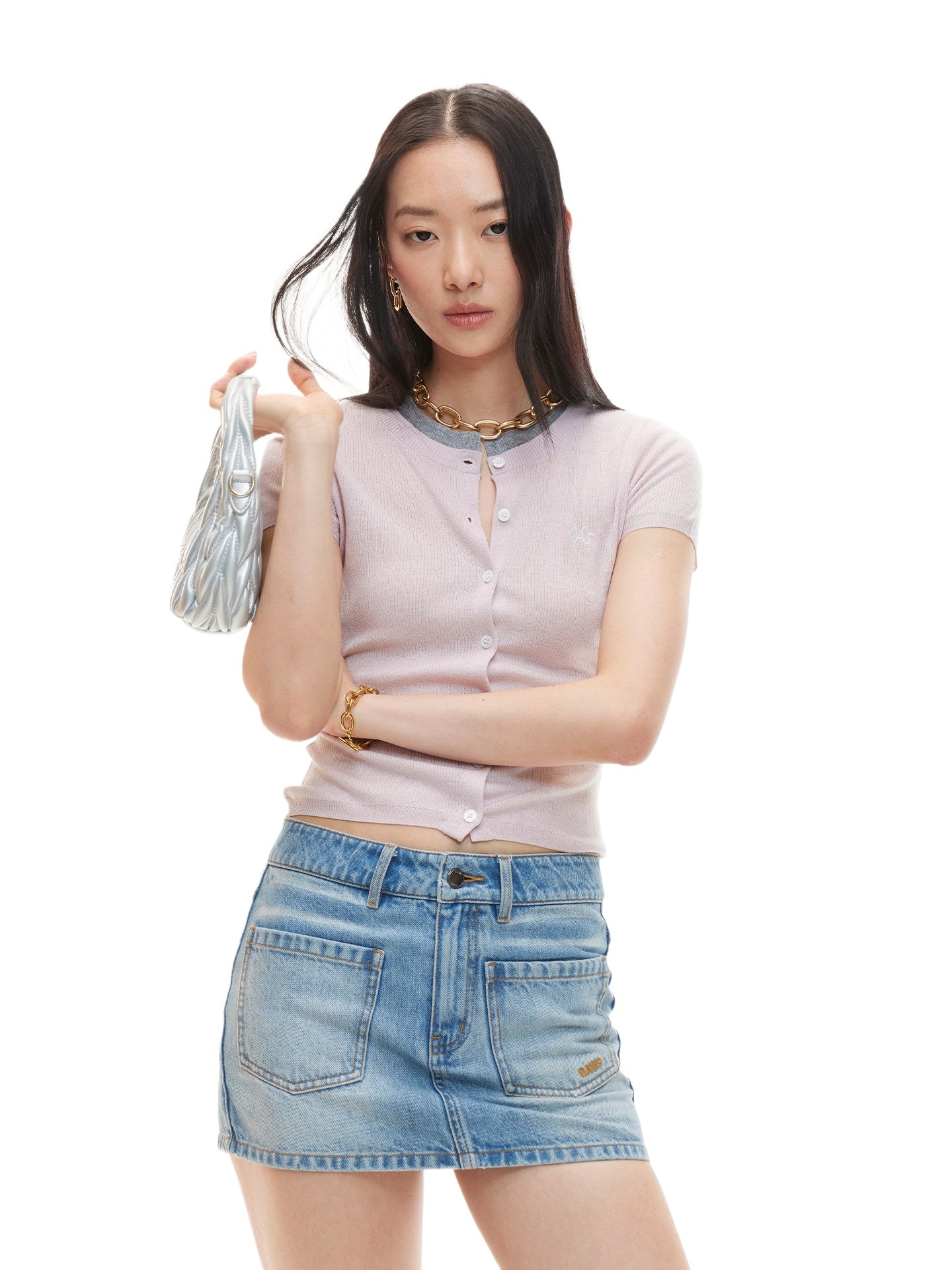 Contrast Collar Knit Tee
