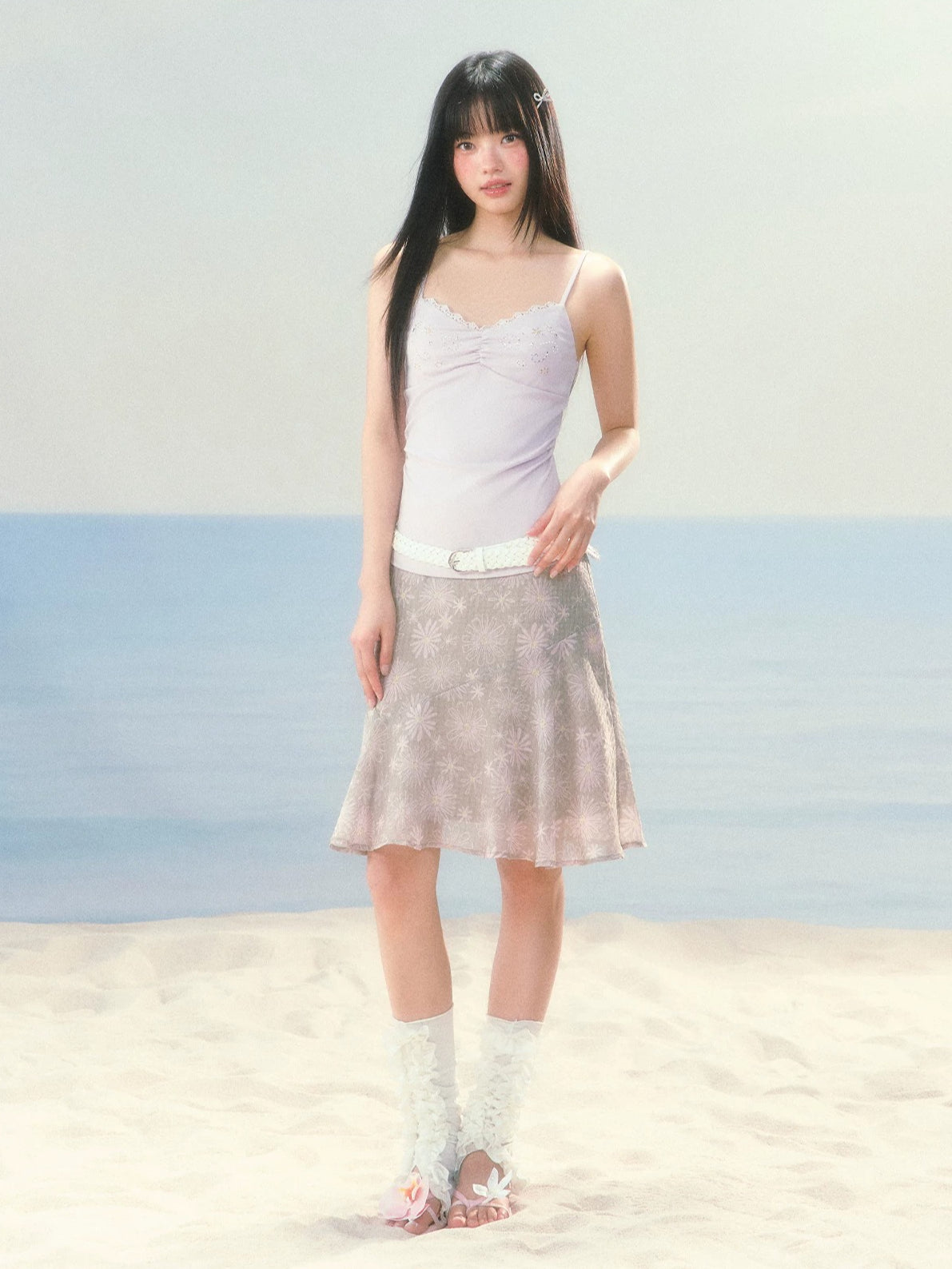 Rhinestone Lace Camisole Top &amp; Skirt Set