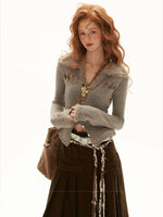 Recycled Airy Knit Collared Sweater