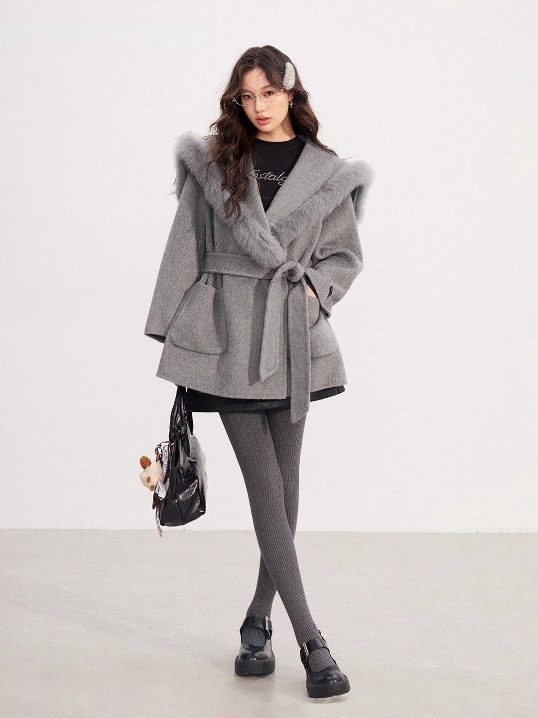 Oversized Wool Tie Coat