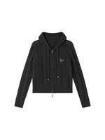 Cat-Ear Cable Knit Hoodie