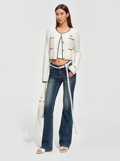 +5CM N5 Wave Washed Straight Jeans