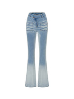 Gradient Mid-waist Washed Flared Pants