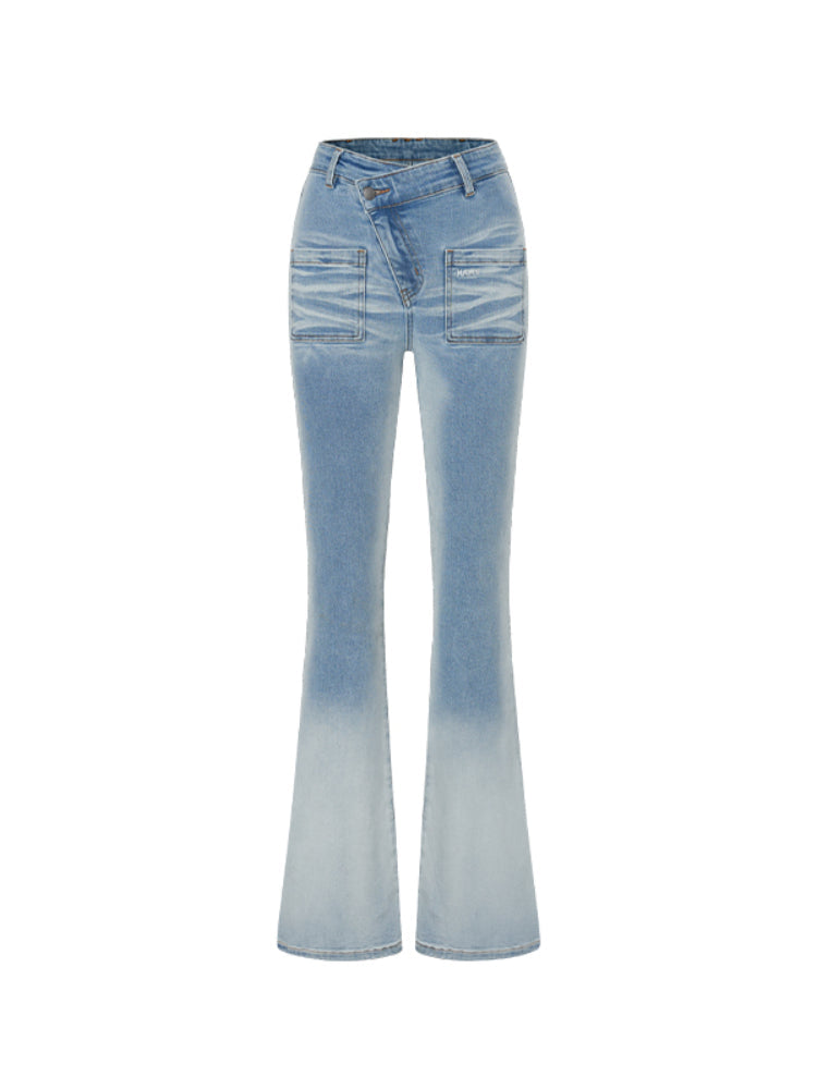 Gradient Mid-waist Washed Flared Pants