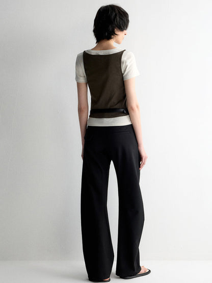 Cross-Design Low-Waisted Casual Pants