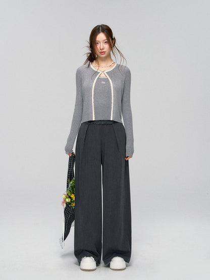 Shell Trim Knit Cardigan Set