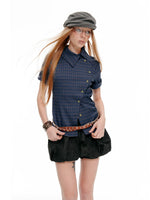 Plaid Slim Short Sleeve Shirt