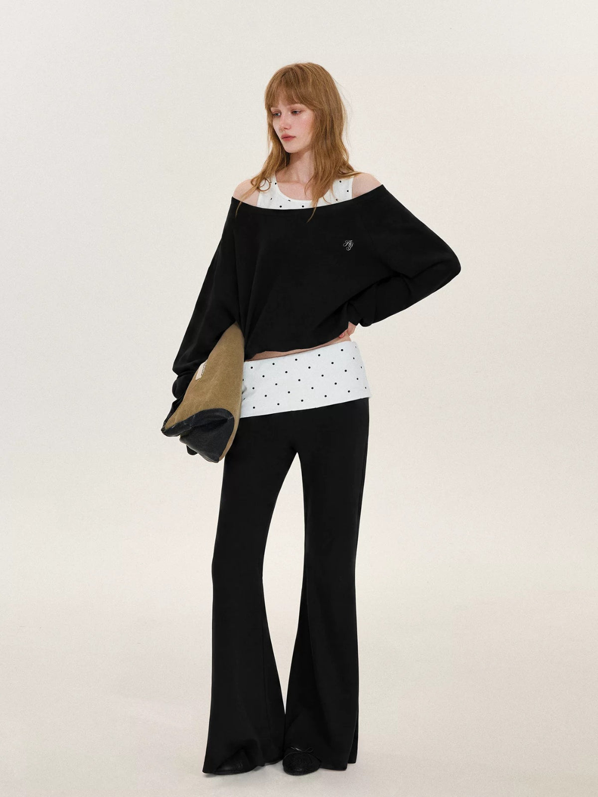 Polka Dot Layered Sweatshirt Set