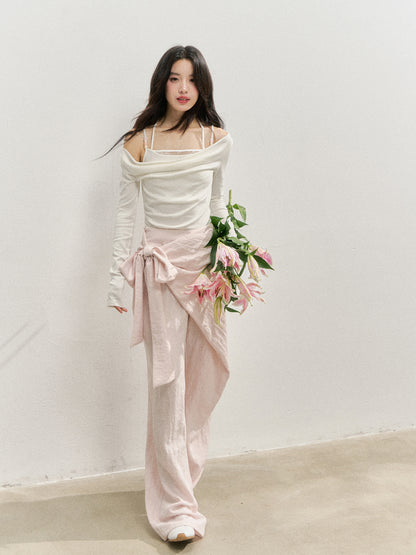 Creamy Pink Apron-Designed Sun-Protective Pants